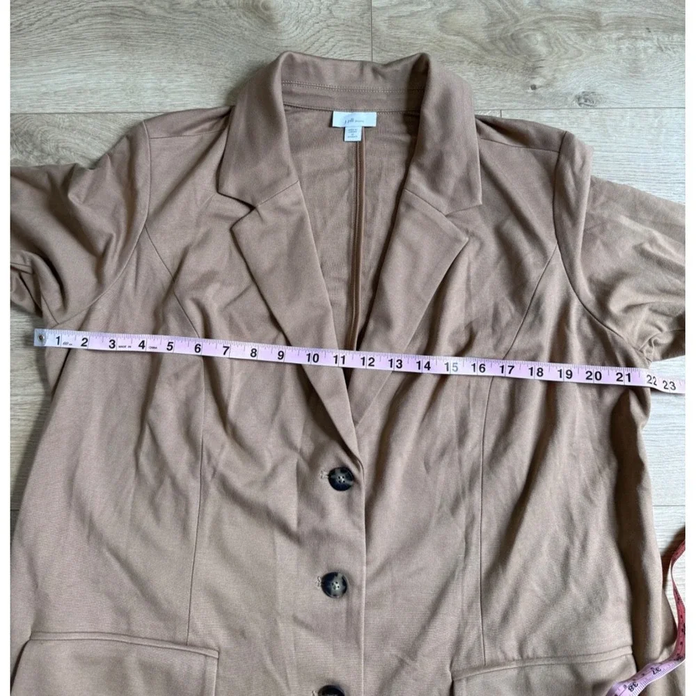 J Jill Blazer Women 1X Plus Ponte Knit Tan Stretch Classic Layer Staple Capsule